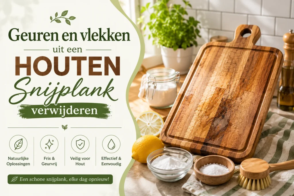 Geuren en vlekken uit een houten snijplank verwijderen