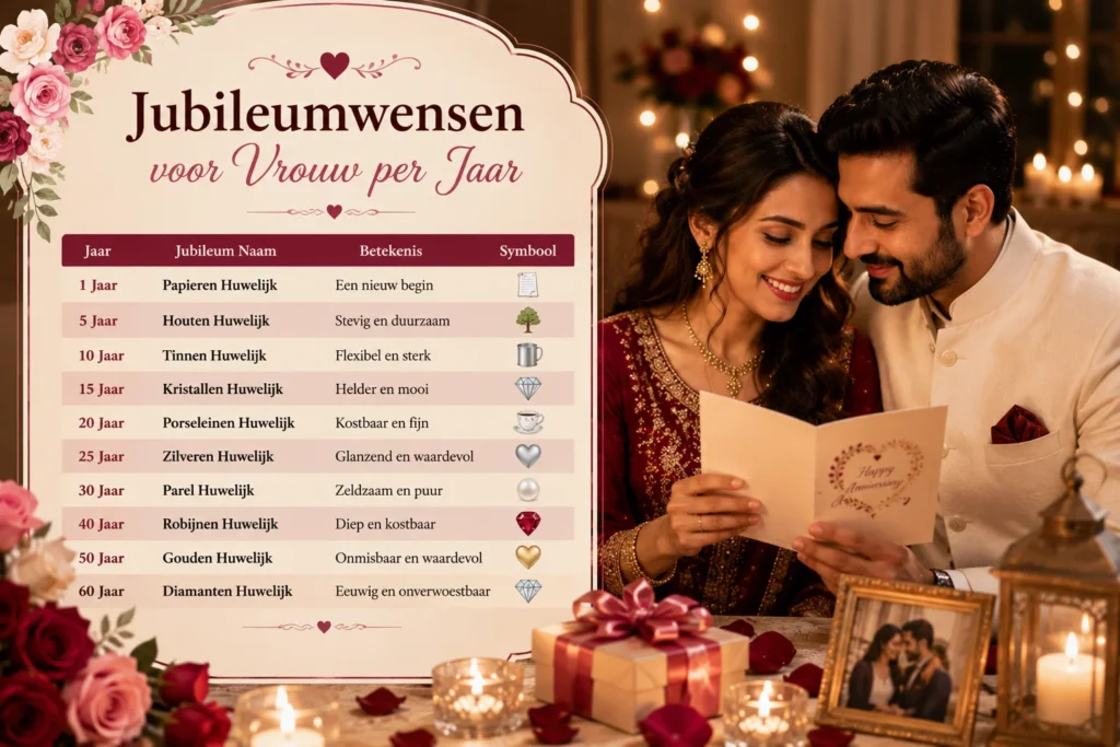 Jubileumwensen voor Vrouw per Jaar