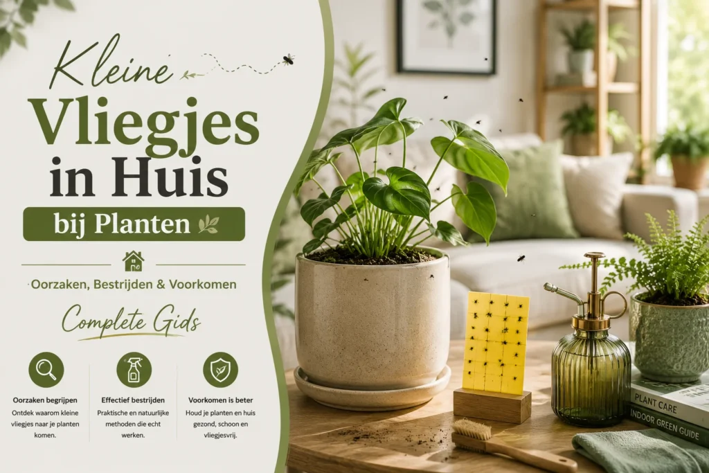 Kleine vliegjes in huis bij planten