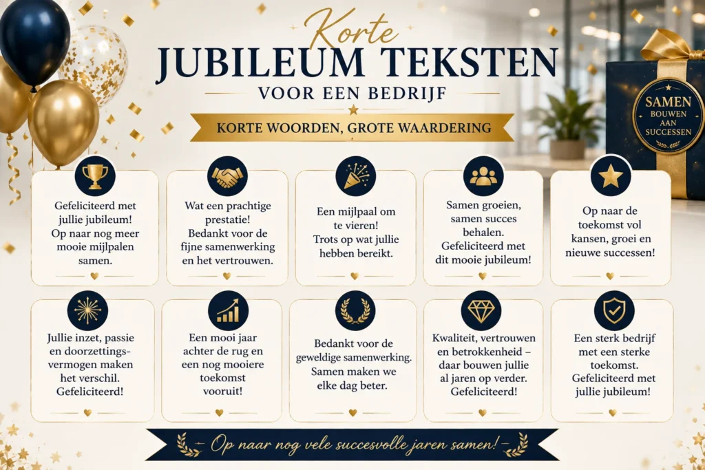 Korte Jubileum Teksten voor een Bedrijf