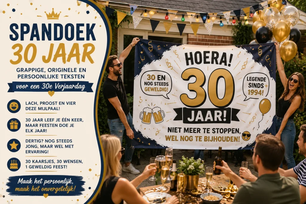 Spandoek 30 Jaar | Grappige, Originele en Persoonlijke Teksten voor een 30e Verjaardag