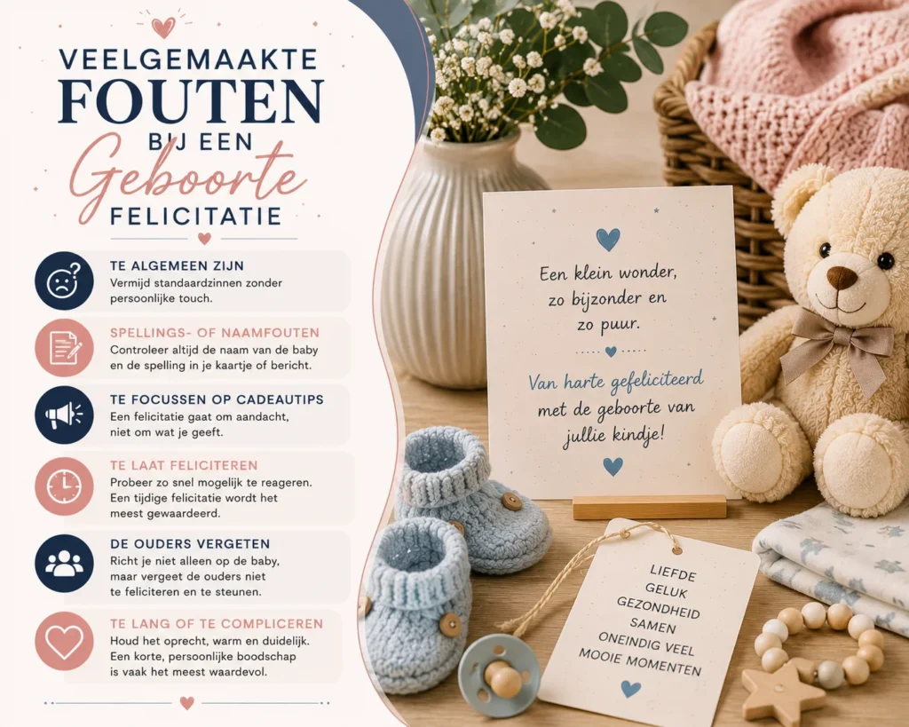 Veelgemaakte fouten bij een geboorte felicitatie