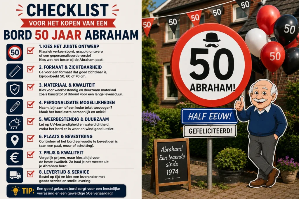Checklist voor het Kopen van een Bord 50 Jaar Abraham