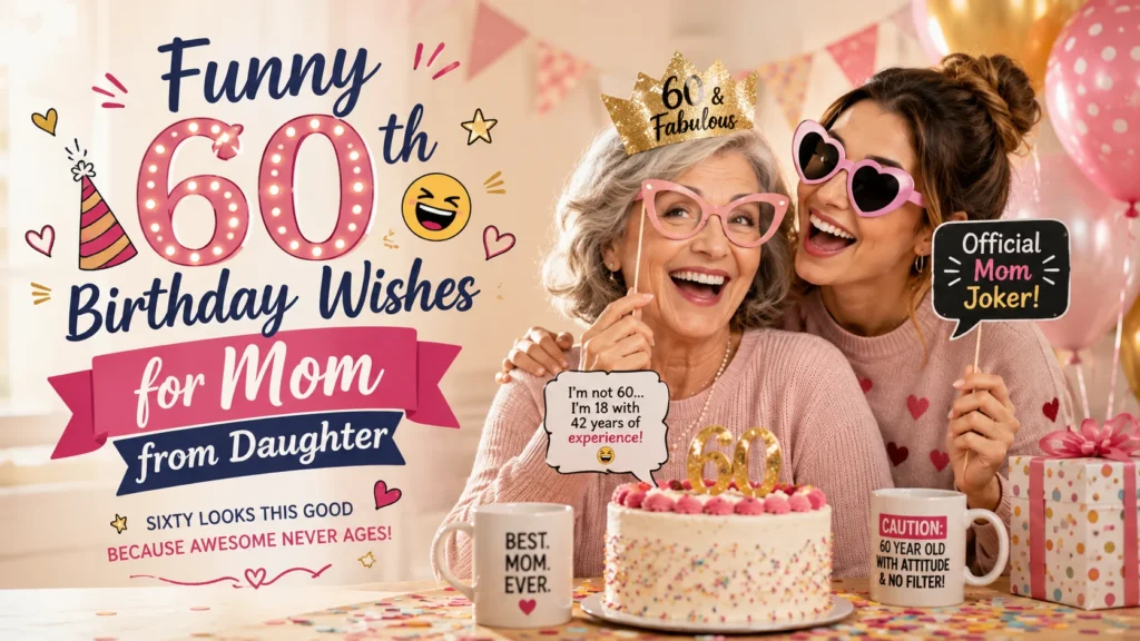 Funny 60th Birthday Wishes for Mom from Daughter