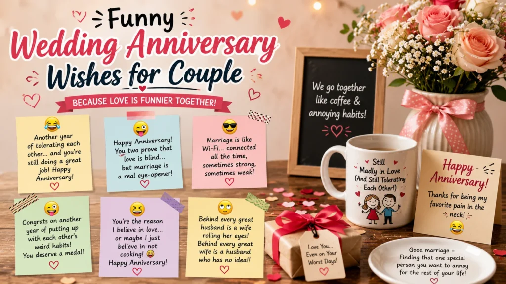 Funny Wedding Anniversary Wishes for Couple