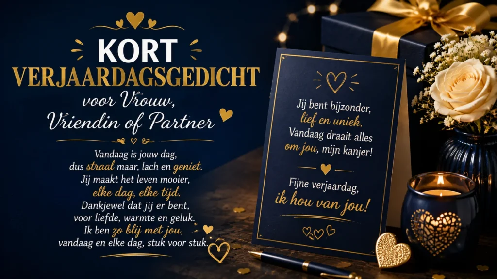Kort Verjaardagsgedicht voor Vrouw, Vriendin of Partner