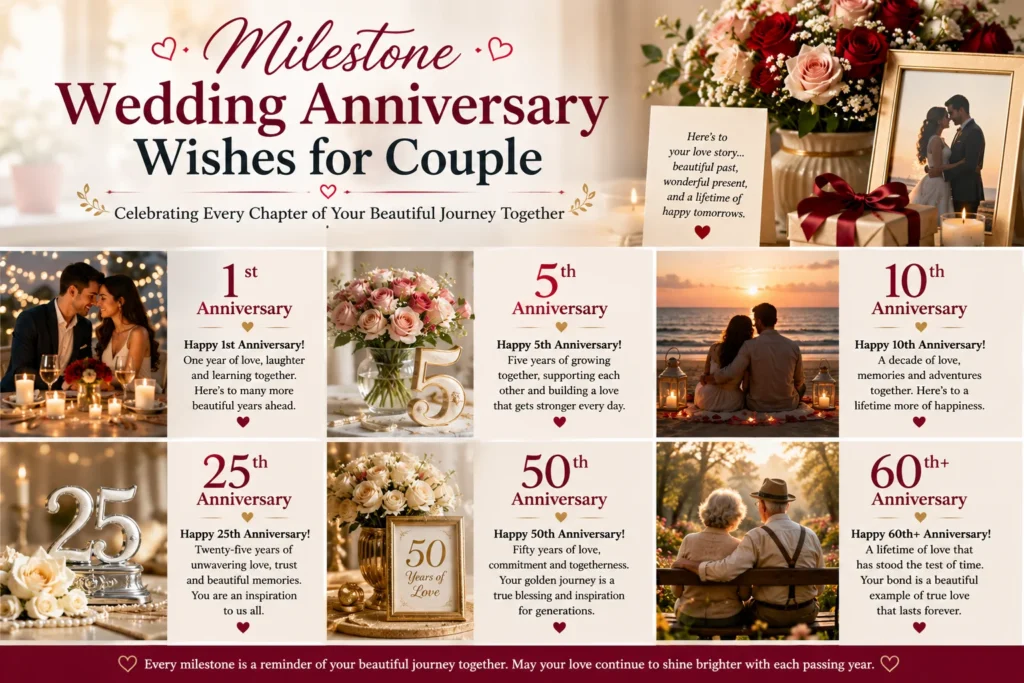 Milestone Wedding Anniversary Wishes for Couple