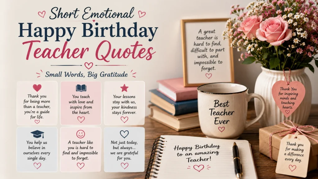 Short Emotional Happy Birthday Teacher Quotes