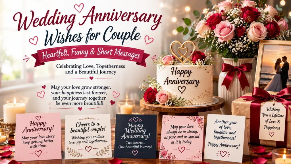 Wedding Anniversary Wishes for Couple |  Heartfelt, Funny & Short Messages