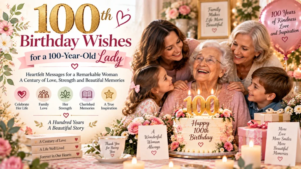 100th Birthday Wishes for a 100-Year-Old Lady