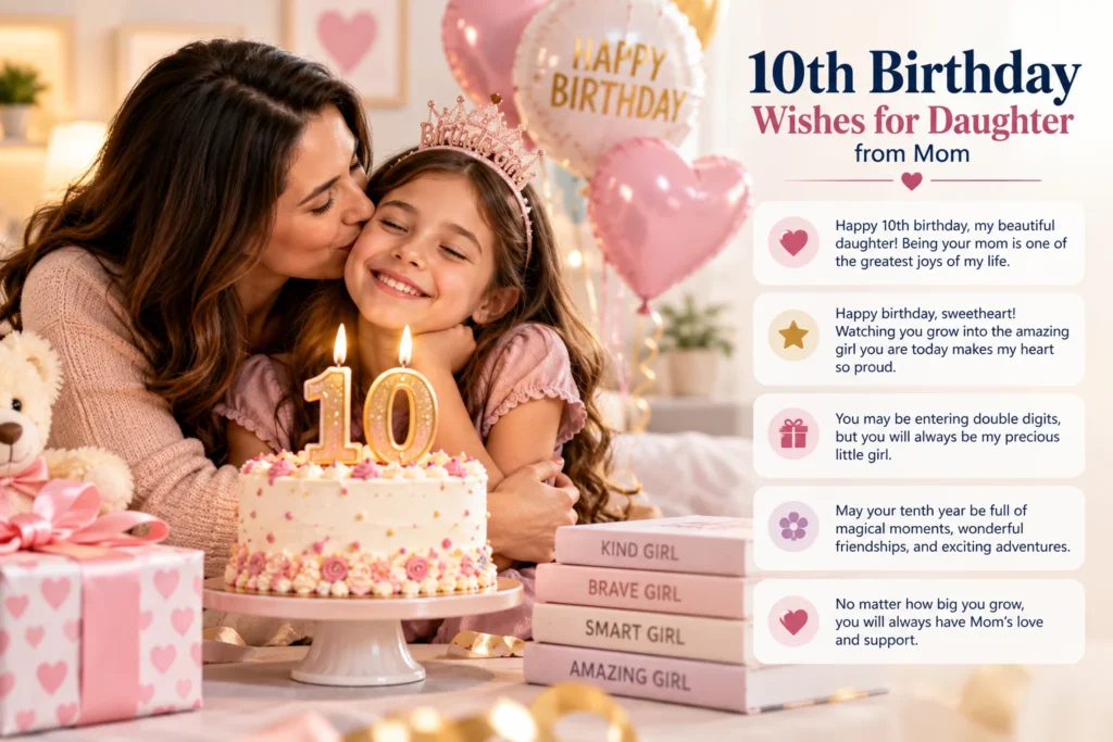 10th Birthday Wishes for Daughter from Mom