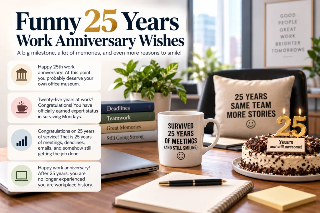 Funny 25 Years Work Anniversary Wishes