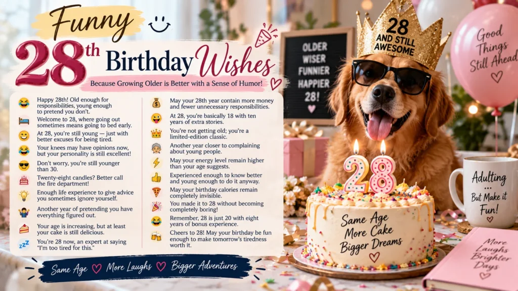 Funny 28th Birthday Wishes