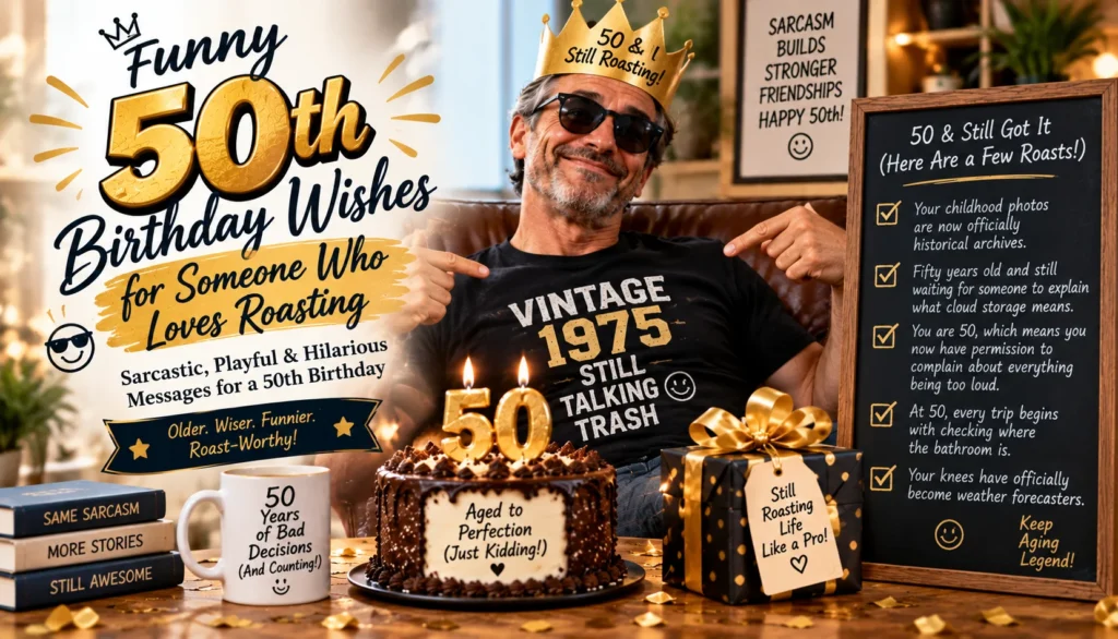 Funny 50th Birthday Wishes for Someone Who Loves Roasting