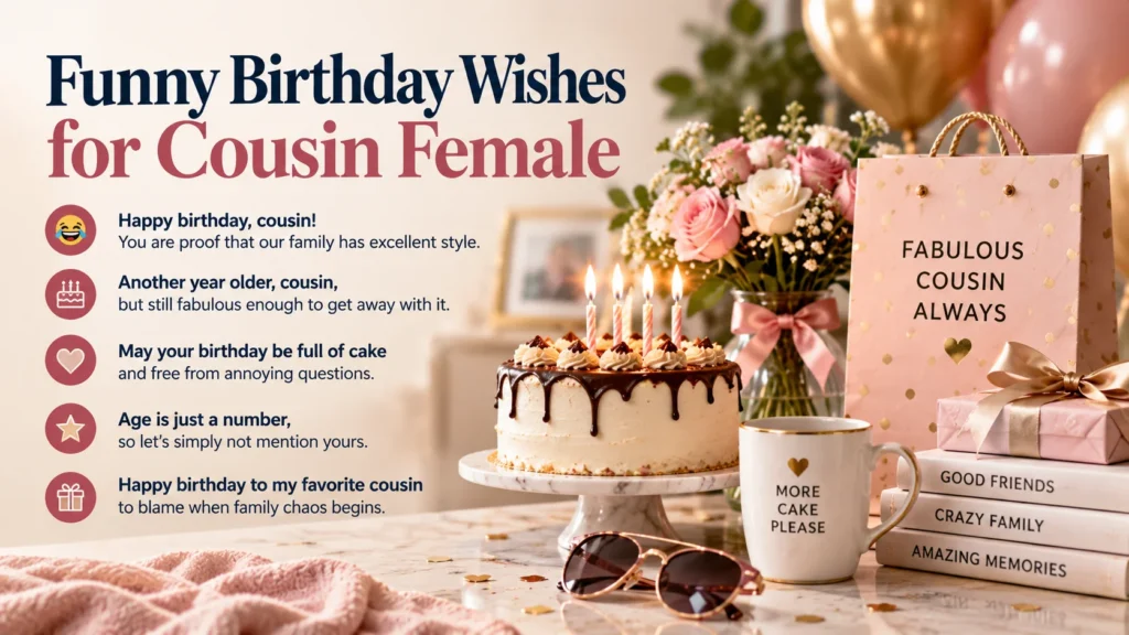 Funny Birthday Wishes for Cousin Female