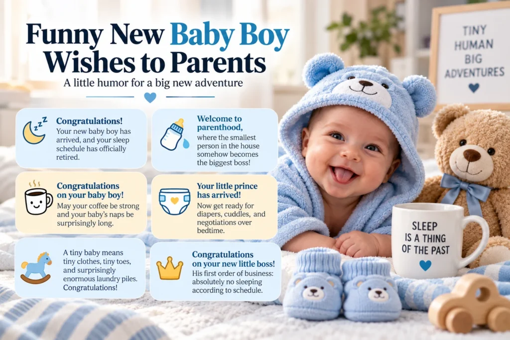 Funny New Baby Boy Wishes to Parents