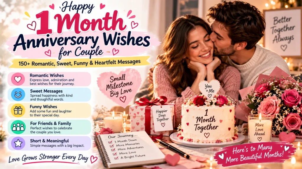 Happy 1 Month Anniversary Wishes for Couple