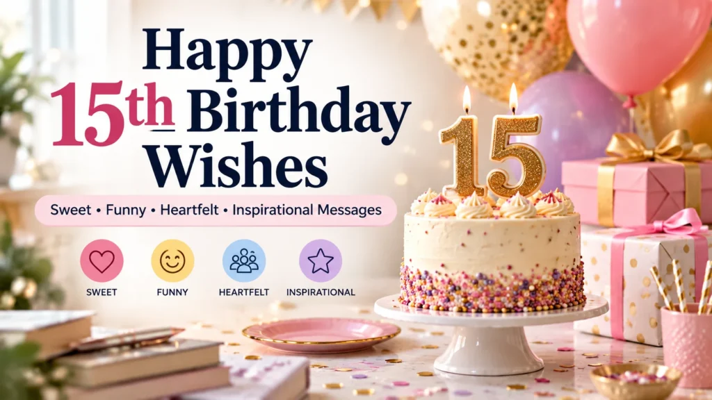 Happy 15th Birthday Wishes Sweet, Funny, Heartfelt & Inspirational Messages