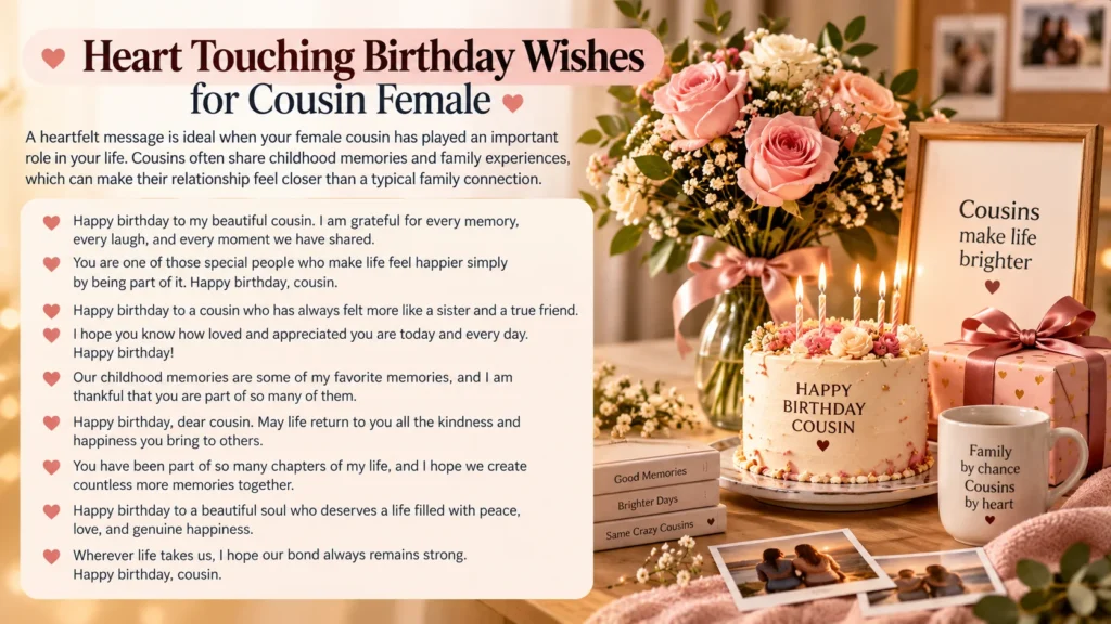 Heart Touching Birthday Wishes for Cousin Female