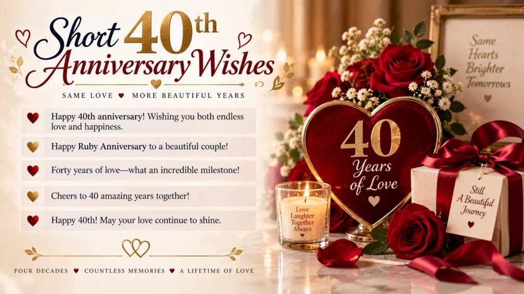 Short 40th Anniversary Wishes