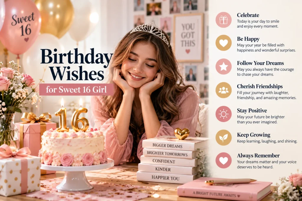 Sweet 16 Birthday Wishes for Girl and Heartfelt, Funny & Beautiful Messages